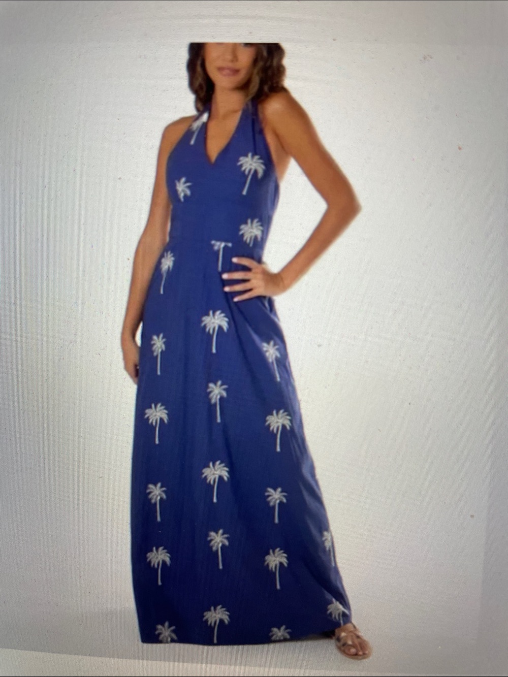 Tori Richard “it’s a date” palm tree halter maxi dress sz 8